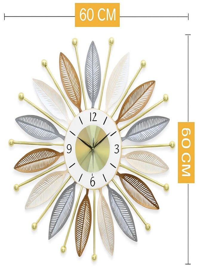 RIOH Luxury Metal Wall Clock for Living Room - Modern Large Designer Wall Art Clock, Golden Finish, Silent Sweep Movement, Decorative Big Wall Clock for Home, Office & Hallway (WH-1) ((WH-12)) - Image 4